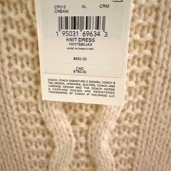 Women’s Coach Host pick ❤️Cable knit sweater dress cream Size XL true to size - Picture 8 of 14